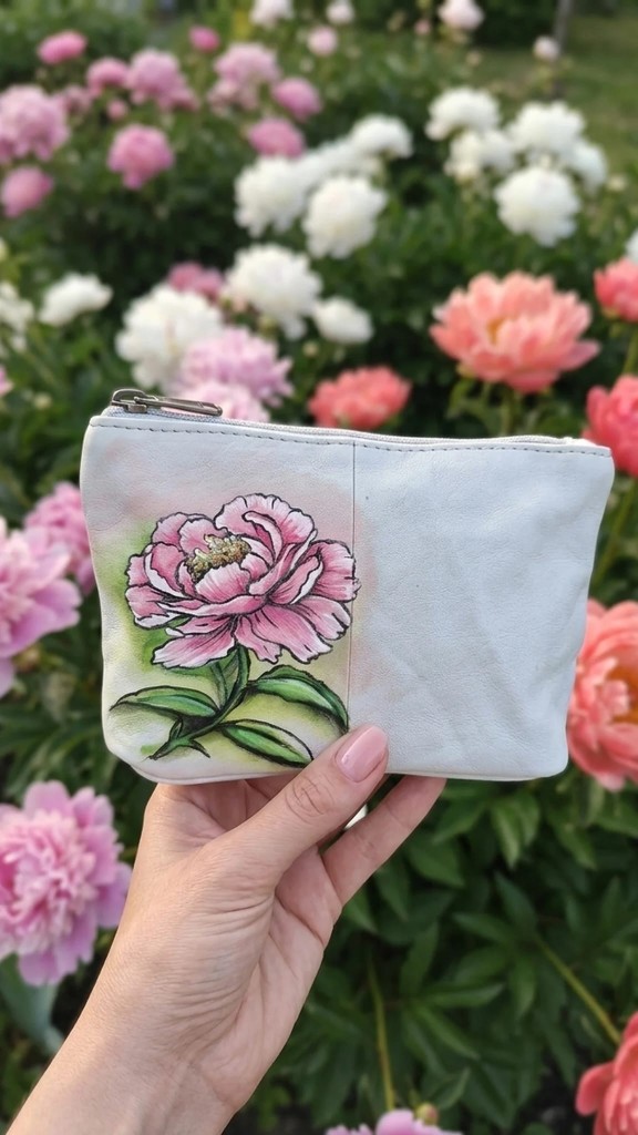 Pochette collezione floreale peonia dipinta a mano - LisArt